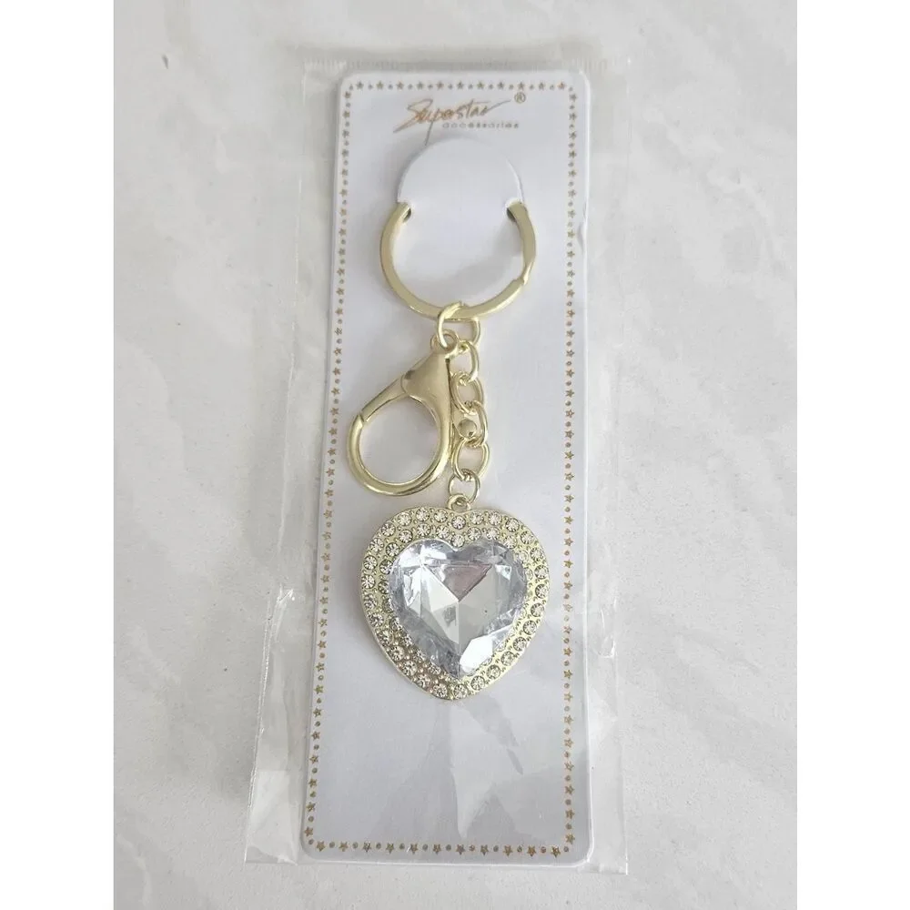 Crystal & Gold Heart Keychain